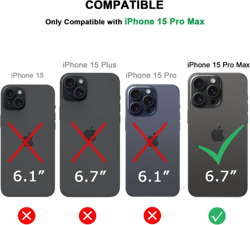 TENDLIN iPhone 15 Pro Max Case - Black Wood Grain & Carbon Fiber Leather Hybrid Slim Design