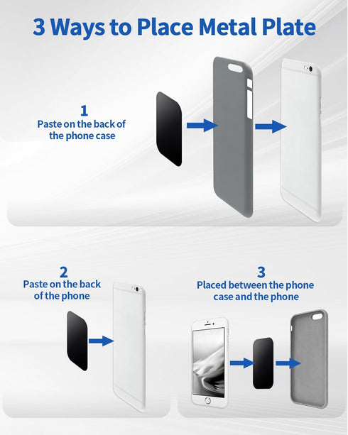 Aecsze 24 Pack 2.55x1.77 Replacement Metal Plates for Magnetic Car Mount - in Adhesive Metal Plates for Magnetic Mount