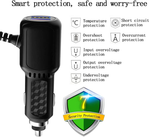 Dash Cam Charger 2024 Upgraded USB-C Car Charger with Dual USB Port, Compatible with Rexing, Byakov, AKASO, Crosstour,