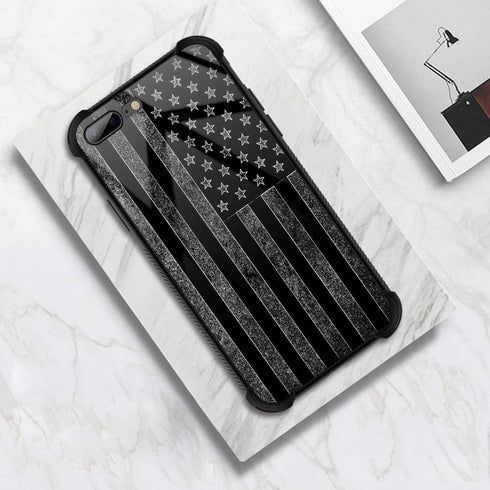 Case for iPhone 7/8/SE2, American Flag Design, Tempered Glass + Soft Silicone TPU Shock Protection
