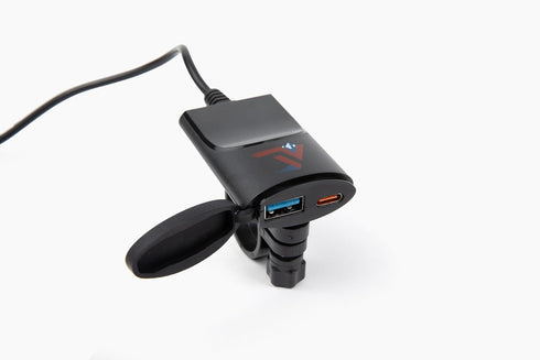 Motorcycle USB Charger, 12-Volt USB-A and USB-C Dual Charging Port for Handlebar, Waterproof 12V Power Accessories