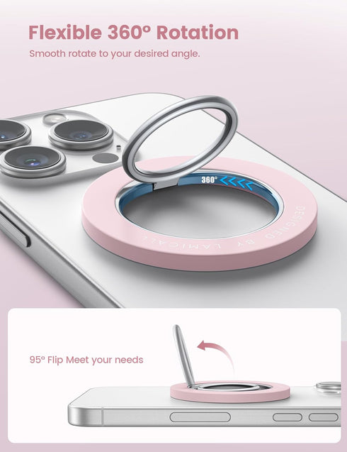 Magnetic Phone Ring Holder for MagSafe - Lamicall Magnetic Finger Phone Ring Stand Holder, Magnet Ring Grip, Compatible