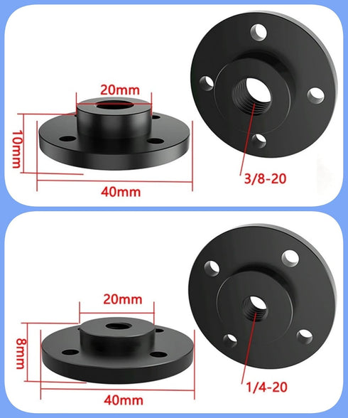 2PCS Camera Adapter Mount Multifunction Desktop Microphone Flange Mount Male 1/4-20 and 3/8-16 and 5/8-27 Inch Female