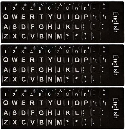 ANRACHEL Replacement English Keyboard Letter Stickers, Universal English Keyboard Stickers with Black Background