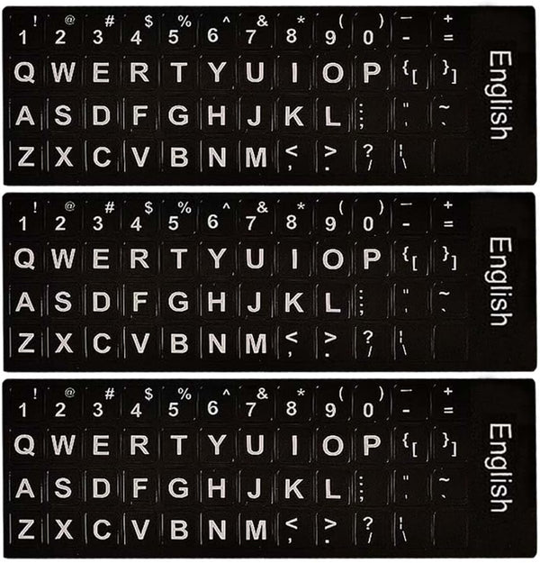 ANRACHEL Replacement English Keyboard Letter Stickers, Universal English Keyboard Stickers with Black Background