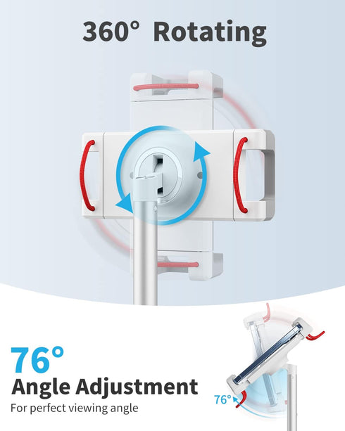 SAIJI Tablet Stand Holder, Height Adjustable Portable Monitor Stand, 360 Degree Rotating, Aluminum Alloy Cradle Mount