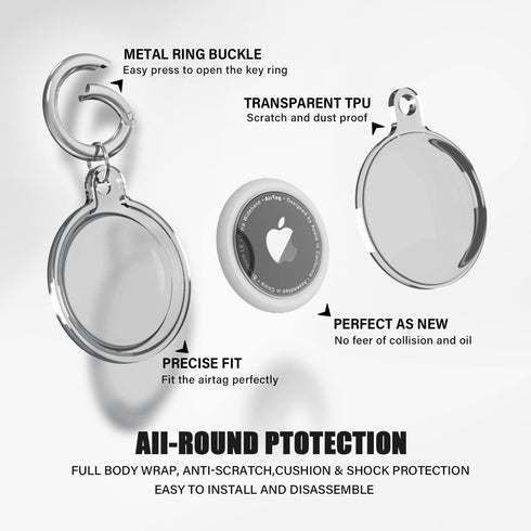 Galafoki Airtag Holder, 6 Pack Waterproof Apple Airtag with Keychain, Shockproof & Scratchproof for Pet Tracking, Clear