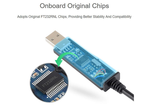 Waveshare Industrial USB to TTL Converter 6pin Serial Cable, Original FT232RNL Chip, Compatible with Linux Android