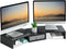 TEAMIX Dual Monitor Stand Riser with Drawer, Adjustable Length and Angle, 37 inch Long Monitor Riser for 2 Monitors