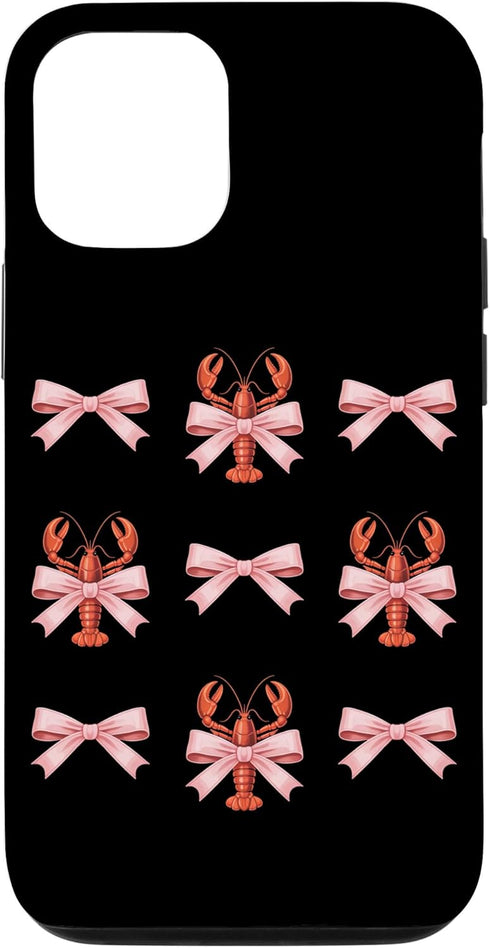 Crawfish Pink Coquette Bow Youth Women Girls Teens Coquette Bow Aesthetic Cute Crawfish Lobsters Girls Women Case for iPhone 12/12