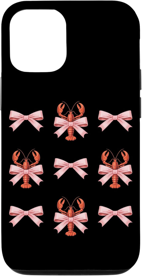 Crawfish Pink Coquette Bow Youth Women Girls Teens Coquette Bow Aesthetic Cute Crawfish Lobsters Girls Women Case for iPhone 12/12