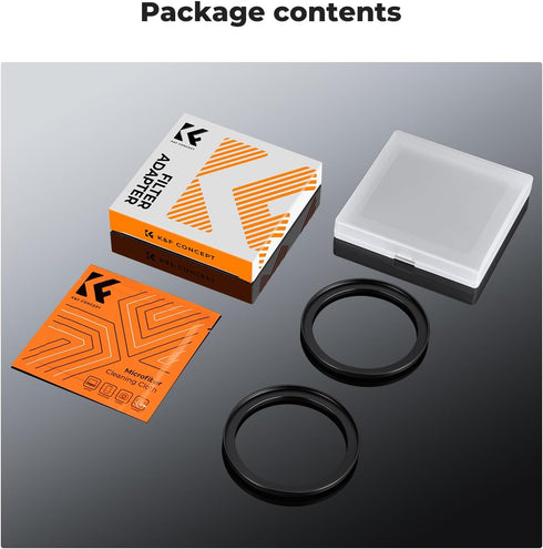 K&F Concept Step-Up Ring Adapter 49-55mm (2 Pcs), 49mm to 55mm Filter Ring for Lens Install