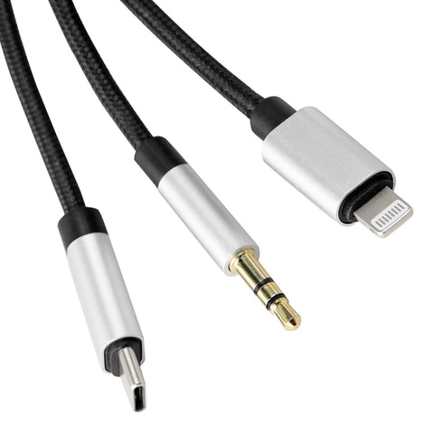 MFi Certified 6.56FT Lightning to RCA Audio Cable, 3-in-1 USB-C to RCA Audio Cable with Hi-Fi DAC Chip