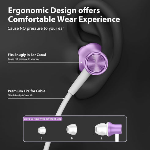 Jiunai USB C Headphone for Samsung S24, Type C Wired Earbuds with Mic, Noise Isolation Stereo Remote Control Audio