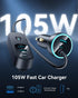 Rocoren 105W USB C Car Charger 6-Port for Family Travel, PD 35W & QC3.0 30W Super Fast Charging for Multiple Devices