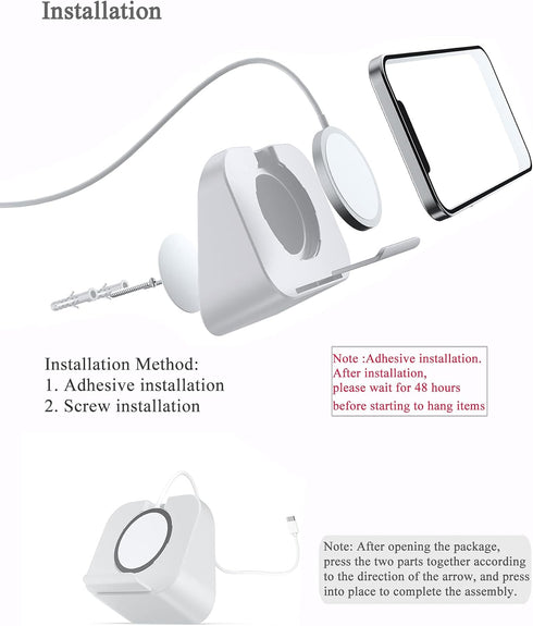 Phone Wall Mount for Magsafe Charger, Bedside Holder Compatible with Magsafe Accessories for iPhone 12/13 (White)