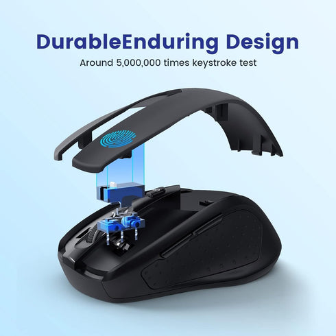 Wireless Mouse, D-09 USB Cordless Mice for Laptop, Ergo Grips, 5-Level 2400 DPI, Portable for PC