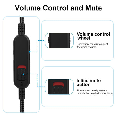 Cloud Alpha Cable with Mute & Volume Controls, Compatible with Hyperx Cloud Mix and Logitech Gaming Headsets, 6.6ft