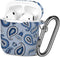 Shockproof Soft TPU Gel Case Cover for AirPods 1 & 2 with Keychain Carabiner - Paisley Blue