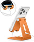 OMOTON Adjustable Cell Phone Stand, Aluminum Desktop Cellphone Stand with Anti-Slip Base and Convenient Charging Port