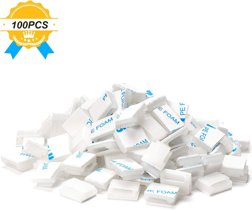 Cable Tidy Management Self Adhesive Cable Clips, 100 Pack Clamps for Fixing LED Light Clips (10mm Wide Strip)