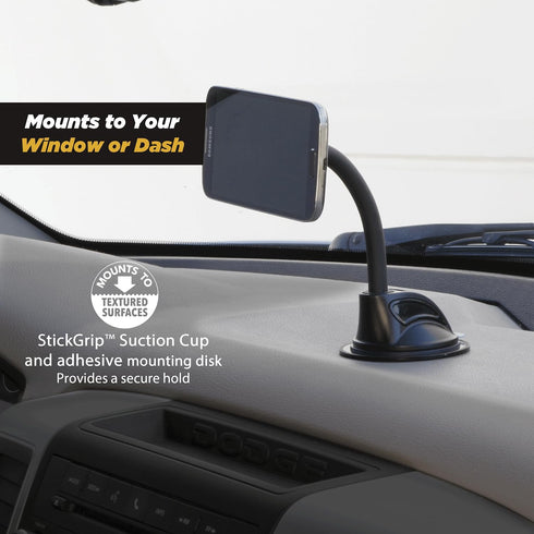 Scosche MAGWDMB MagicMount Flex Neck Suction Cup Car Phone Mount for Dashboard/Windshield, 360° Adjustable Magnetic