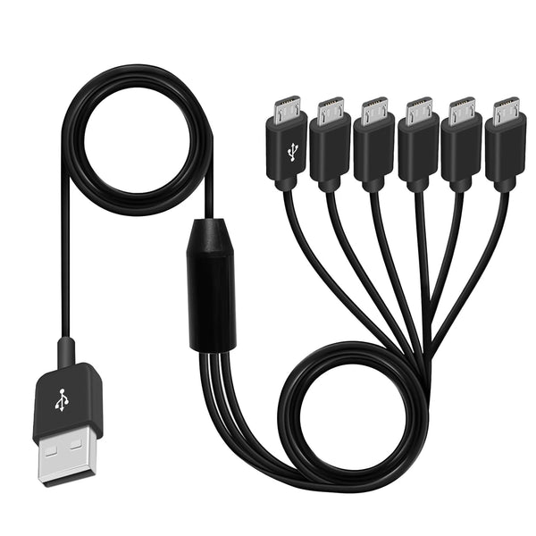 Poyiccot Multi Micro USB Charging Cable, 6 in 1 Micro USB Splitter Cable, USB 2.0 Type A Male to 6 Micro USB Male Y