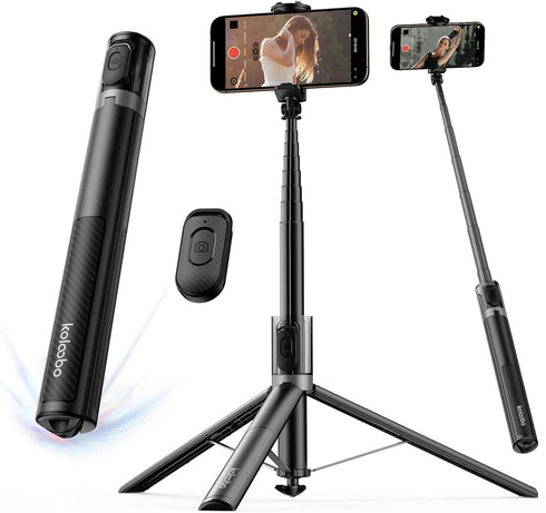 KOLOOBO 67'' Automatic Phone Tripod, Auto-Open Selfie Stick for iPhone with Remote, 360