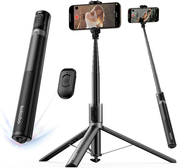 KOLOOBO 67'' Automatic Phone Tripod, Auto-Open Selfie Stick for iPhone with Remote, 360