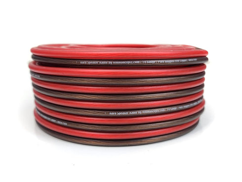 KnuKonceptz Kord Speaker Kable 14 Gauge Oxygen Free Copper Speaker Wire 50' Red/Black