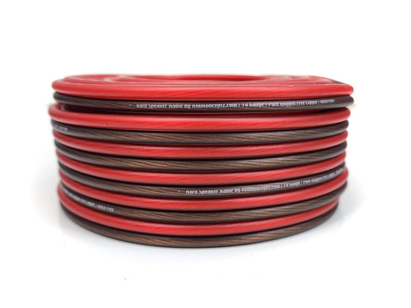KnuKonceptz Kord Speaker Kable 14 Gauge Oxygen Free Copper Speaker Wire 50' Red/Black