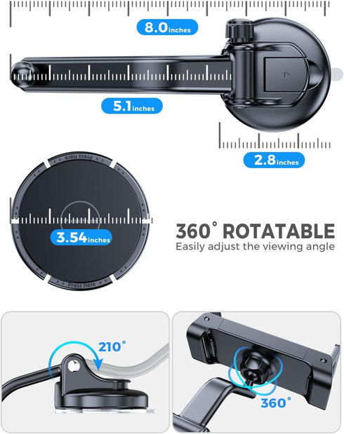 eSamcore 360 6-11 Tablet Holder for Car Dashboard, Windshield Mount Holder for iPad & Foldable Phone Stand with Stable