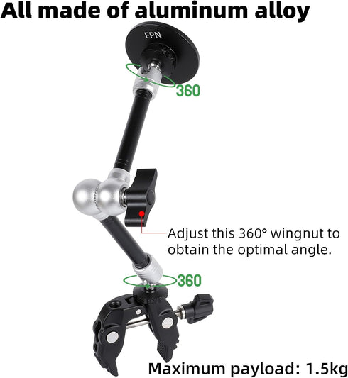 FPN Clamp&10 16 15 14 13 12 All-Metal Magnetic Phone Holder with Super Long Arm for Magsafe, Adjustable Rear View