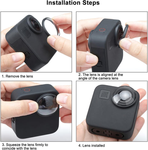 2 Pcs FitStill Lens Cover Kit for Go Pro MAX Action Camera, Sticky Lens Guards, Waterproof Transparent Lens Protector
