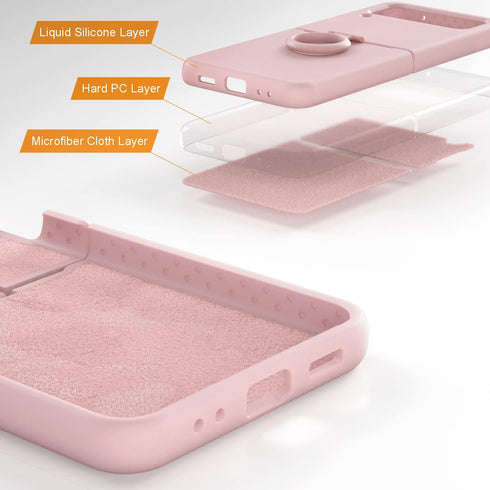 E Segoi 4 4 5G Designed for Galaxy Z Flip Case, Liquid Silicone Gel Rubber Shockproof Case Soft Microfiber Cloth Lining