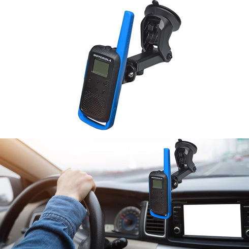 TWAYRDIO Windshield or Dash Mount for Handheld Radio - Adjustable Length Suction Cup Holder Bracket for Walkie Talkies
