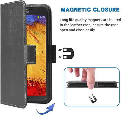 Samsung Galaxy Note 3 Wallet Case, Wrist Strap Lanyard Leather Flip Cover with Card Holder Stand for Galaxy Note3 N9005