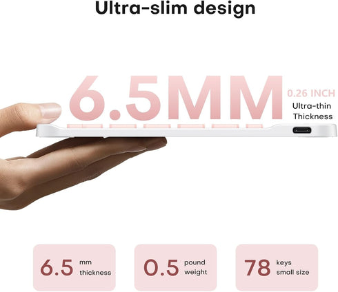 Emetok Wireless Keyboard for Tablet, iPad, iOS, Android, Windows, Rechargeable Mini Bluetooth Keyboard, Portable Size