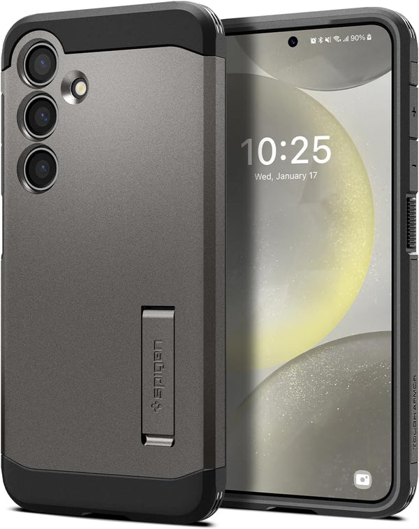Spigen Tough Armor Case for Galaxy S24, Gunmetal, with Kickstand & Military-Grade Protection
