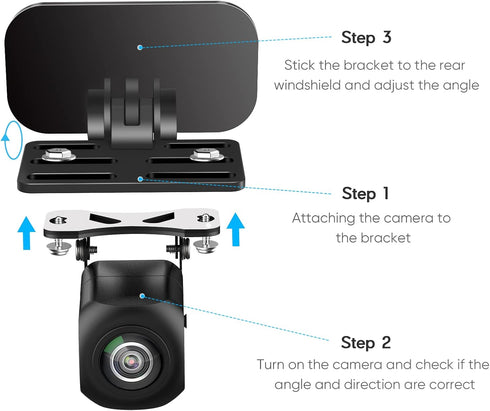 Rear Camera Mount, Dash Cam Rear Window Holder, Rearview Camera Bracket for SUV, Truck, RV, Auto