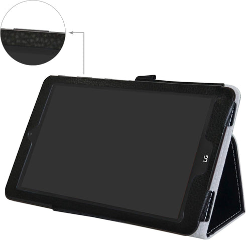 Mama Mouth Black Leather Folio Case for LG G Pad X2 8.0 Plus/Sprint G Pad F2 8.0 – 2-Folding Stand Cover