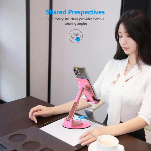 YXLILI 360 iPhone14/13/12/11 Tablet(4-9.7in)-Pink Foldable Phone Stand Adjustable Angle Height Cell Phone Holder