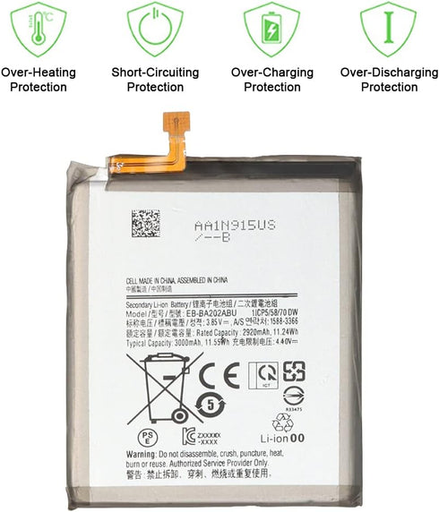 WUHAO Replacement Battery for Samsung Galaxy A10e - Upgraded EB-BA202ABU with Adhesive Tape Tool Kit