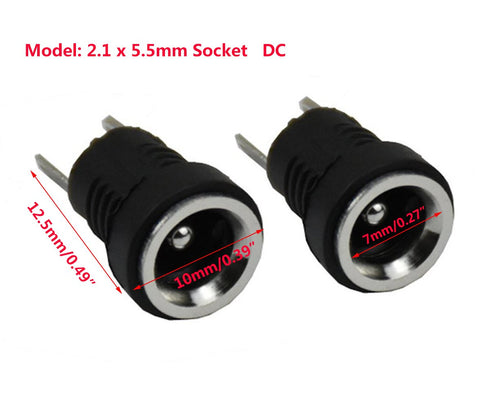 YXQ 5.5mmx2.1mm DC Power Supply Jack 2 Pin Socket Female Panel Mount Connector, 6-Pack