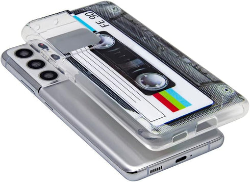 FAteam Case for Galaxy S21 Ultra 5G, Shockproof Scratchproof TPU Soft Bumper Retro Cassette Tape Case
