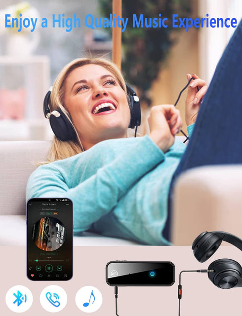 Bluetooth 5.0 Adapter, 3.5mm Jack Aux Dongle, 2-in-1 Wireless Transmitter Receiver for Car, TV Audio, Headphones,
