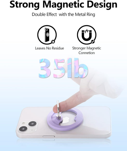 Magnetic Phone Grip (MagGo), Removable Phone Holder Stand, Adjustable Finger Ring Grip Compatible with MagSafe iPhone
