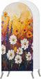 Jnbasdffb Orange Purple White Daisy Wedding Arch Cover,Stretchy Spandex Arch Backdrop Stand Covers