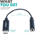 Movo UCMA-1 Female 3.5mm TRS Microphone Adapter Cable to USB Type-C, Compatible with Samsung Galaxy, Pixel, iPad
