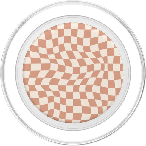 Checkered Swirl Checkerboard Indie Aesthetic, Peach Brown PopSockets MagSafe PopGrip for iPhone